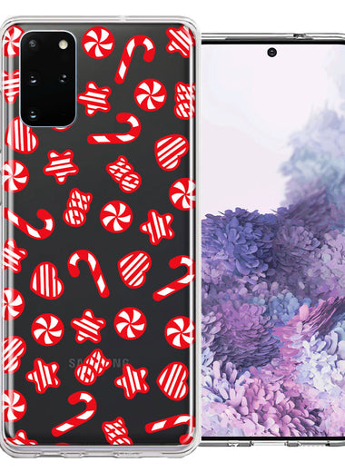 Samsung Galaxy S20 Plus Christmas Winter Red White Peppermint Candies Swirls Candycanes Design Double Layer Phone Case Cover