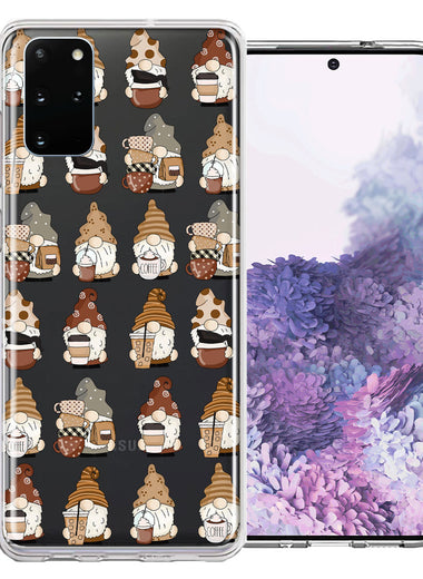 Samsung Galaxy S20 Plus Cute Morning Coffee Lovers Gnomes Characters Drip Iced Latte Americano Espresso Brown Double Layer Phone Case Cover