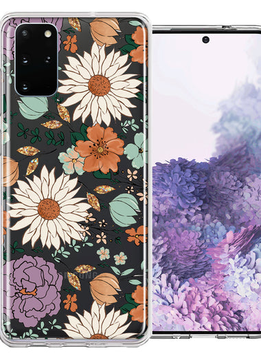 Samsung Galaxy S20 Plus Feminine Classy Flowers Fall Toned Floral Wallpaper Style Double Layer Phone Case Cover