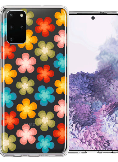 Samsung Galaxy S20 Plus Groovy Gradient Retro Color Flowers Double Layer Phone Case Cover