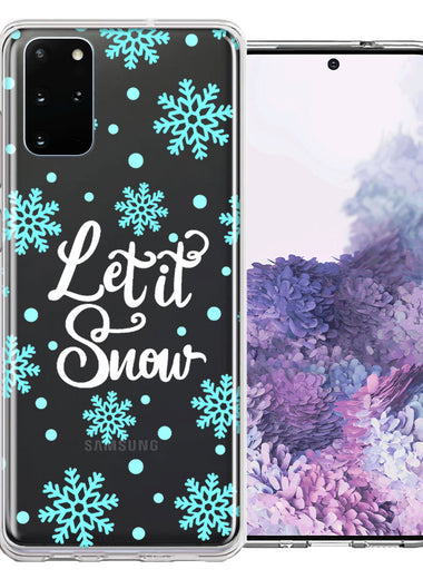 Samsung Galaxy S20 Plus Christmas Holiday Let It Snow Winter Blue Snowflakes Design Double Layer Phone Case Cover