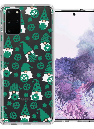 Samsung Galaxy S20 Plus Lucky Green St Patricks Day Cute Gnomes Shamrock Polkadots Double Layer Phone Case Cover