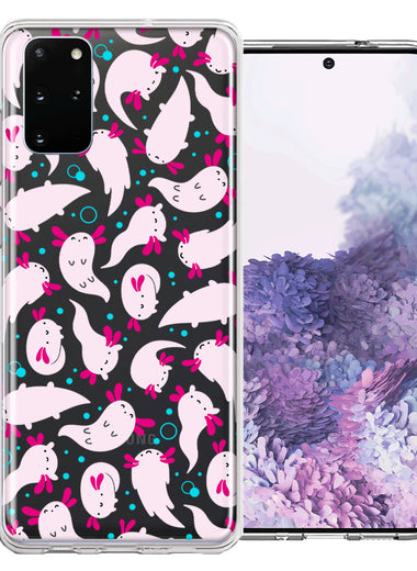 Samsung Galaxy S20 Plus Pink Happy Swimming Axolotls Polka Dots Double Layer Phone Case Cover