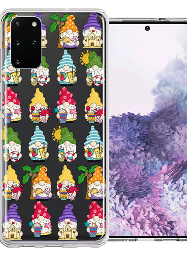 Samsung Galaxy S20 Plus Summer Beach Cute Gnomes Sand Castle Shells Palm Trees Double Layer Phone Case Cover