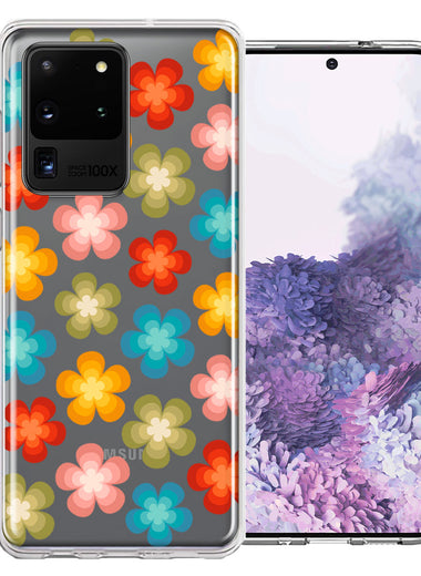 Samsung Galaxy S20 Ultra Groovy Gradient Retro Color Flowers Double Layer Phone Case Cover
