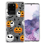 Samsung Galaxy S20 Ultra Halloween Jack-O-Lantern Pumpkin Skull Spooky Design Double Layer Phone Case Cover
