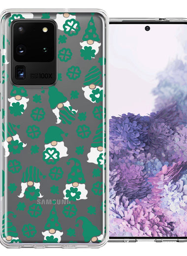 Samsung Galaxy S20 Ultra Lucky Green St Patricks Day Cute Gnomes Shamrock Polkadots Double Layer Phone Case Cover