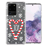Samsung Galaxy S20 Ultra Winter Joy Snow Peppermint Candy Cane Heart Festive Christmas Double Layer Phone Case Cover