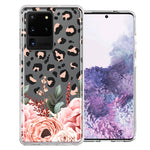 For Samsung Galaxy S20 Ultra Classy Blush Peach Peony Rose Flowers Leopard Phone Case Cover