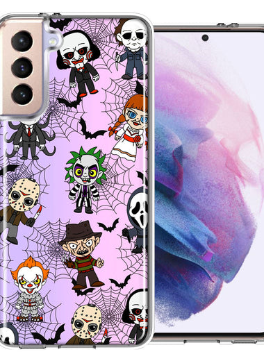 Samsung Galaxy S22 Classic Haunted Horror Halloween Nightmare Characters Spider Webs Design Double Layer Phone Case Cover