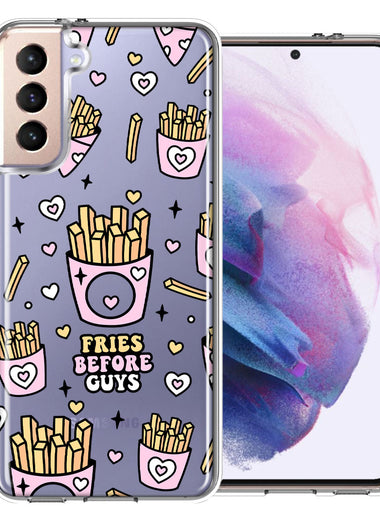 Samsung Galaxy S22 Cute Valentine Pink Love Hearts Fries Before Guys Double Layer Phone Case Cover