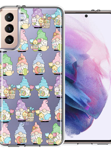 Samsung Galaxy S21 Pastel Easter Cute Gnomes Spring Flowers Eggs Holiday Seasonal Double Layer Phone Case Cover