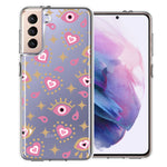 Samsung Galaxy S21 Pink Evil Eye Lucky Love Law Of Attraction Design Double Layer Phone Case Cover
