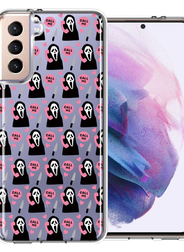 Samsung Galaxy S22 Pink Horror Valentine Character Ghostface Boyfriend Call Me Hearts Double Layer Phone Case Cover