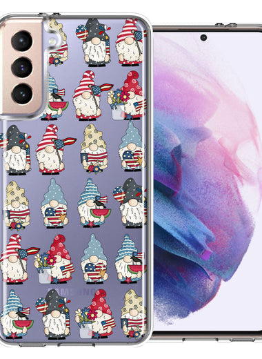 Samsung Galaxy S22 USA Fourth Of July American Summer Cute Gnomes Patriotic Parade Double Layer Phone Case Cover
