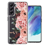 For Samsung Galaxy S21 FE Blush Pink Peach Spring Flowers Peony Rose Phone Case Cover