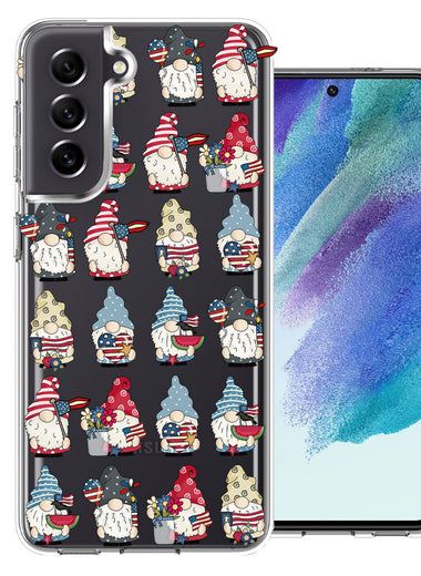 Samsung Galaxy S21FE USA Fourth Of July American Summer Cute Gnomes Patriotic Parade Double Layer Phone Case Cover