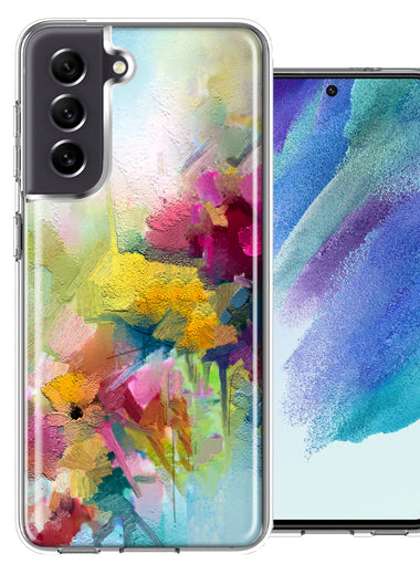 For Samsung Galaxy S21 FE Watercolor Flowers Abstract Spring Colorful Floral Painting Phone Case Cover