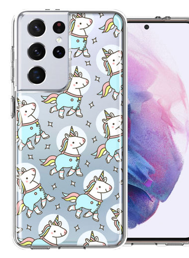 Samsung Galaxy S21 Ultra Space Unicorns Design Double Layer Phone Case Cover