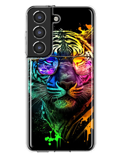 Samsung Galaxy S22 Plus Neon Rainbow Swag Tiger Hybrid Protective Phone Case Cover