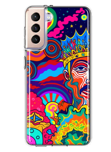 Samsung Galaxy S22 Plus Neon Rainbow Psychedelic Indie Hippie Indie King Hybrid Protective Phone Case Cover