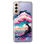 Samsung Galaxy S22 Plus Kawaii Manga Pink Cherry Blossom Japanese Sky Floral Ocean Hybrid Protective Phone Case Cover