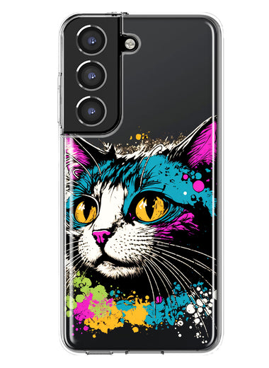 Samsung Galaxy S22 Cool Cat Oil Paint Pop Art Hybrid Protective Phone Case Cover