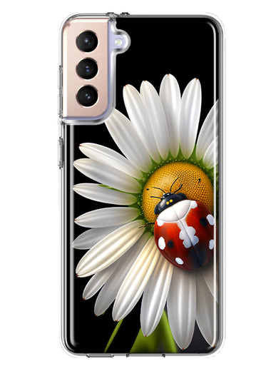 Samsung Galaxy S22 Cute White Daisy Red Ladybug Double Layer Phone Case Cover