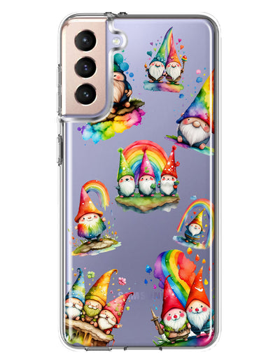 Samsung Galaxy S22 Colorful Neon Glow Rainbow Gnomes Painting Hybrid Protective Phone Case Cover