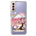 Samsung Galaxy S22 Kawaii Manga Pink Cherry Blossom Fuji Mountain Mochi Girl Hybrid Protective Phone Case Cover