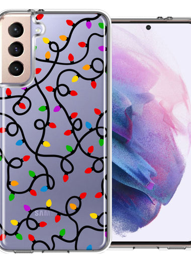 Samsung Galaxy S21 Plus Colorful Nostalgic Vintage Christmas Holiday Winter String Lights Design Double Layer Phone Case Cover