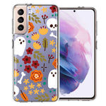 Samsung Galaxy S21 Plus Spooky Season Fall Autumn Flowers Ghosts Skulls Halloween Double Layer Phone Case Cover