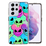 Samsung Galaxy S21 Ultra Bright Rainbow Nightmare Skulls Spooky Season Halloween Design Double Layer Phone Case Cover
