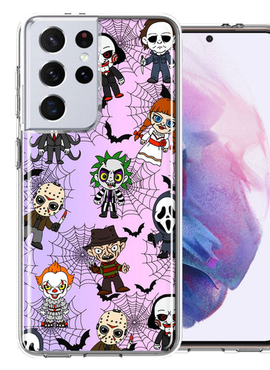 Samsung Galaxy S21 Ultra Classic Haunted Horror Halloween Nightmare Characters Spider Webs Design Double Layer Phone Case Cover