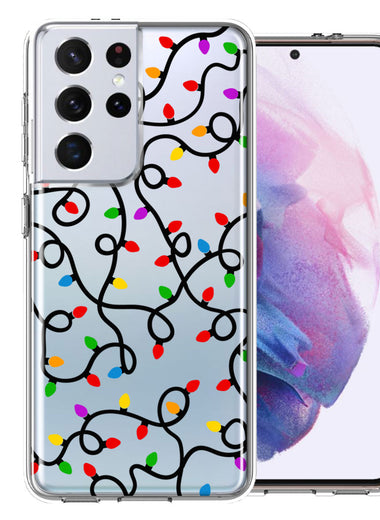 Samsung Galaxy S21 Ultra Colorful Nostalgic Vintage Christmas Holiday Winter String Lights Design Double Layer Phone Case Cover