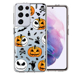 Samsung Galaxy S21 Ultra Halloween Jack-O-Lantern Pumpkin Skull Spooky Design Double Layer Phone Case Cover