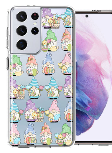 Samsung Galaxy S21 Ultra Pastel Easter Cute Gnomes Spring Flowers Eggs Holiday Seasonal Double Layer Phone Case Cover