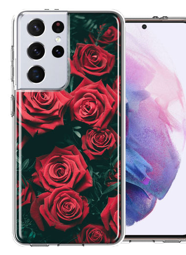 Samsung Galaxy S21 Ultra Red Roses Double Layer Phone Case Cover