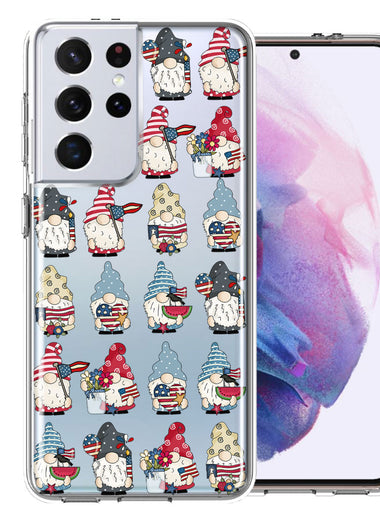 Samsung Galaxy S21 Ultra USA Fourth Of July American Summer Cute Gnomes Patriotic Parade Double Layer Phone Case Cover
