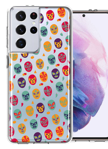 Samsung Galaxy S21 Ultra Lucha Libre Masks Design Double Layer Phone Case Cover