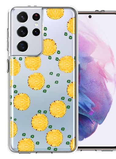 Samsung Galaxy S21 Ultra Tropical Pineapples Polkadots Design Double Layer Phone Case Cover