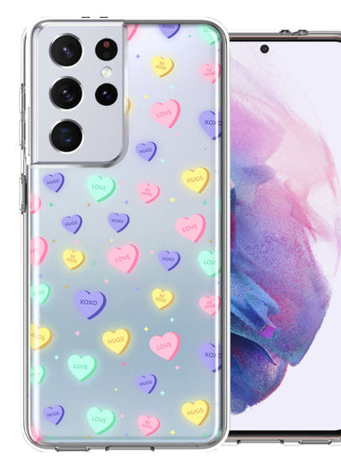 Samsung Galaxy S21 Ultra Valentine's Day Heart Candies Polkadots Design Double Layer Phone Case Cover