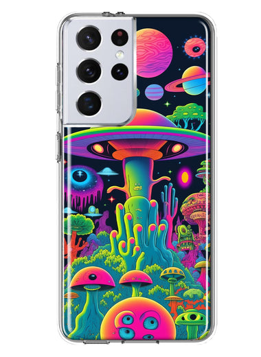 Samsung Galaxy S21 Ultra Neon Rainbow Psychedelic UFO Alien Planet Hybrid Protective Phone Case Cover