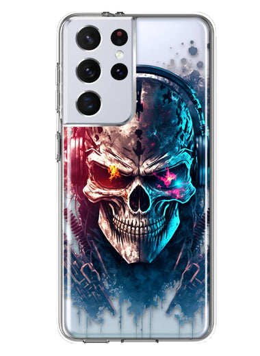 Samsung Galaxy S21 Ultra Cyberpunk Machine Headphones Skull Double Layer Phone Case Cover