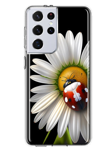 Samsung Galaxy S21 Ultra Cute White Daisy Red Ladybug Double Layer Phone Case Cover
