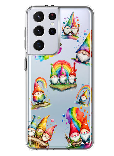 Samsung Galaxy S21 Ultra Colorful Neon Glow Rainbow Gnomes Painting Hybrid Protective Phone Case Cover