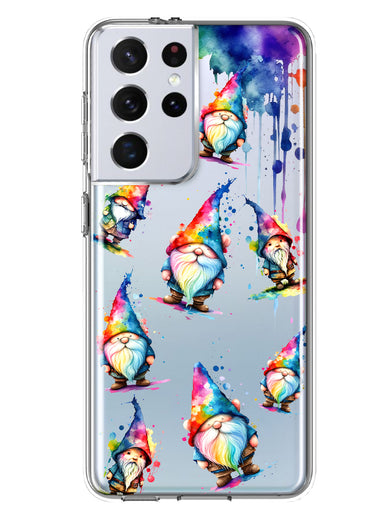 Samsung Galaxy S21 Ultra Neon Water Painting Colorful Splash Gnomes Hybrid Protective Phone Case Cover