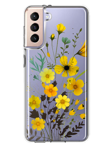 Samsung Galaxy S22 Plus Yellow Summer Flowers Floral Hybrid Protective Phone Case Cover