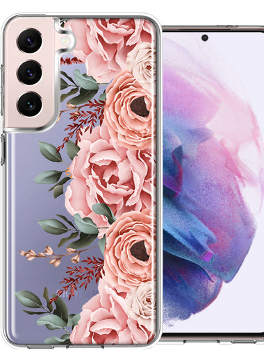 For Samsung Galaxy S22 Plus Blush Pink Peach Spring Flowers Peony Rose Phone Case Cover