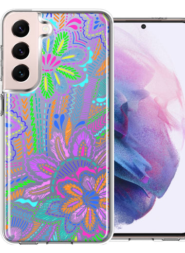 Samsung Galaxy S22 Plus Colorful Summer Flowers Doodle Art Design Double Layer Phone Case Cover